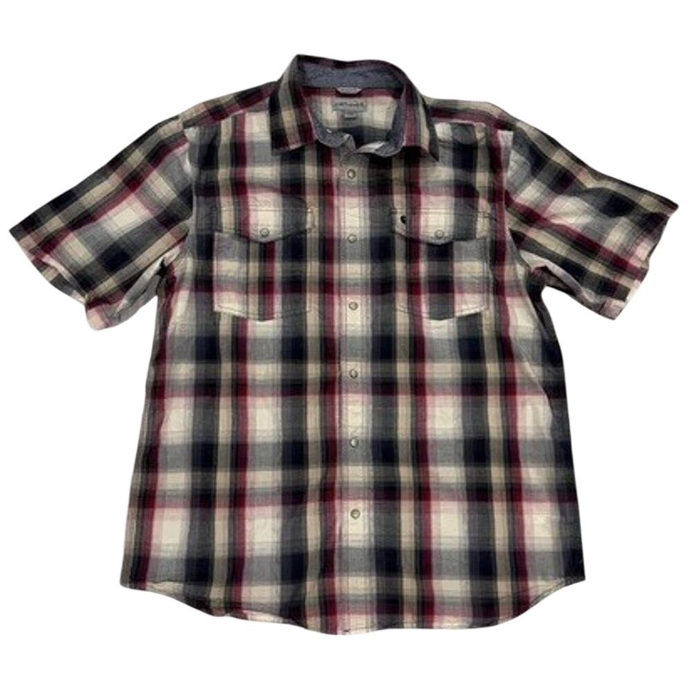 Carhartt 101550 Pearl Snap Plaid Shirt Men’s Large